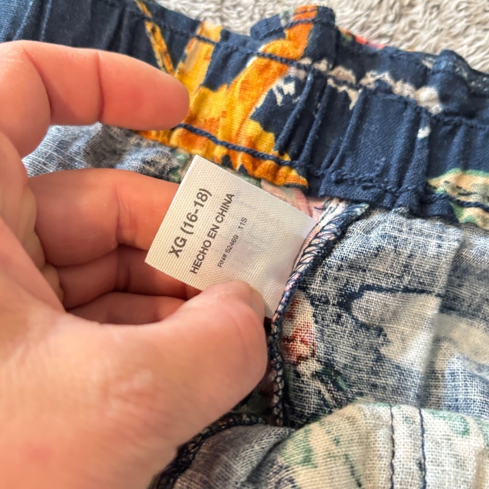 Time Tru Women Shorts XL 100% Linen Tropical Pockets Beachy Boho Hawaiian 18974 - Picture 8 of 10